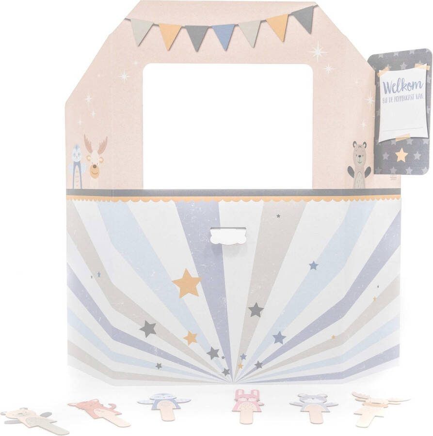 EVE kids Poppenkast Karton Met Poppen Voor Jongens En Meisjes Duurzaam Karton Blauw