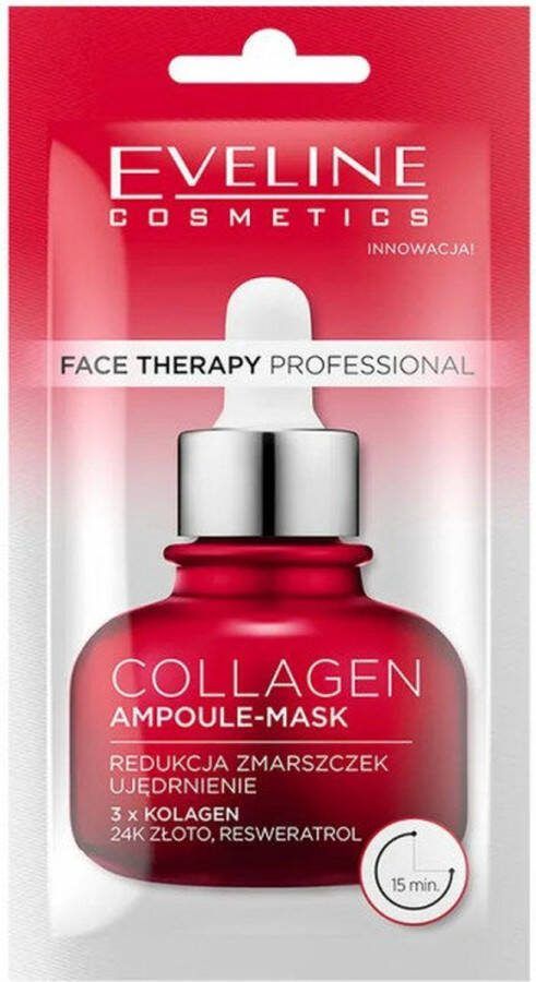 Eveline Cosmetics Face therapy professional Collageen ampul gezichtsmasker 8ml Met Collageen 24K Gold en Resveratrol