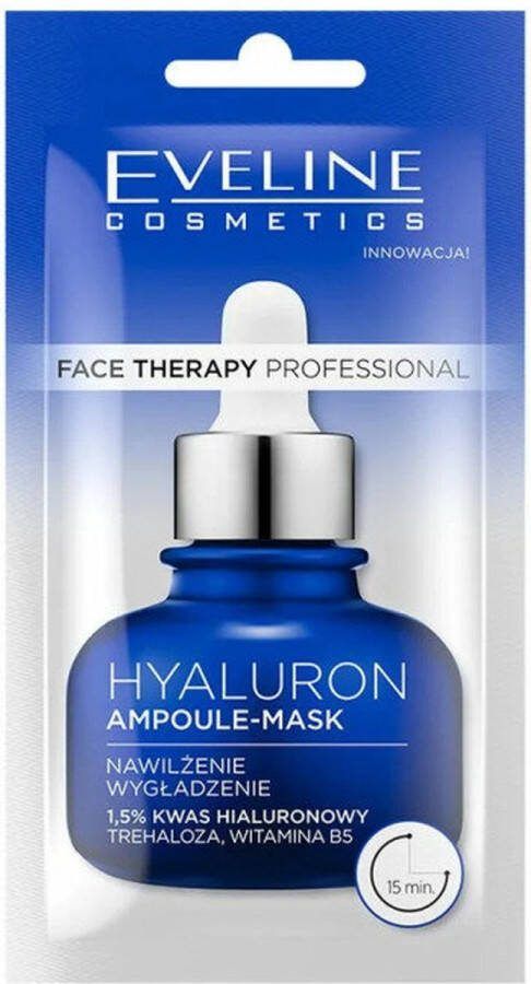 Eveline Cosmetics Face therapy professional Hyaluron ampul gezichtsmasker 8ml Met 1.5% Hyaluronzuur Trehalose en Vitamine B5
