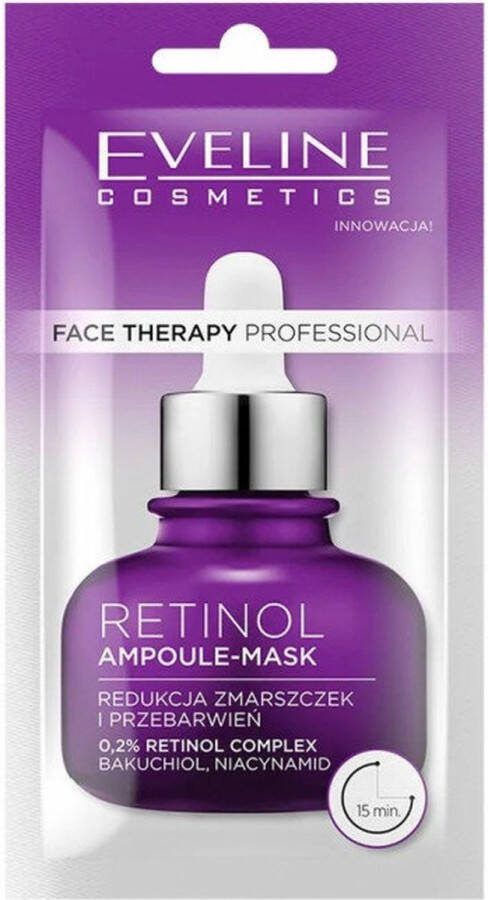 Eveline Cosmetics Face therapy professional Retinol ampul gezichtsmasker 8ml 0.2% Retinol complex Bakuchiol en Niacinamide