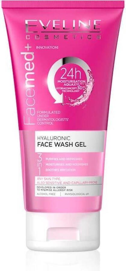 Eveline Cosmetics Facemed+ Hyaluronic Face Wash Gel 3 in 1 150ml.