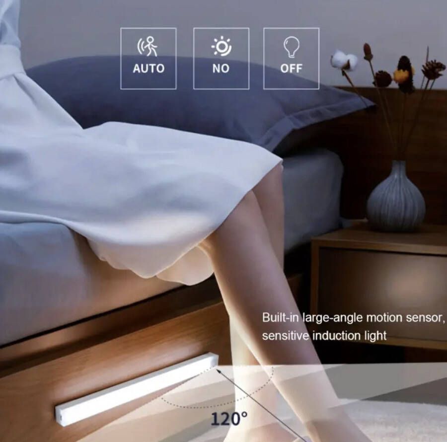 Even Nodig Nachtlampje Slimme Nachtlampje met Bewegingssensor Inclusief Oplaadkabel Motion Lamp -Trapverlichting-Keukenverlichting LED Wandlamp Binnen Wit Eenvoudige Montage 10cm Wit Licht