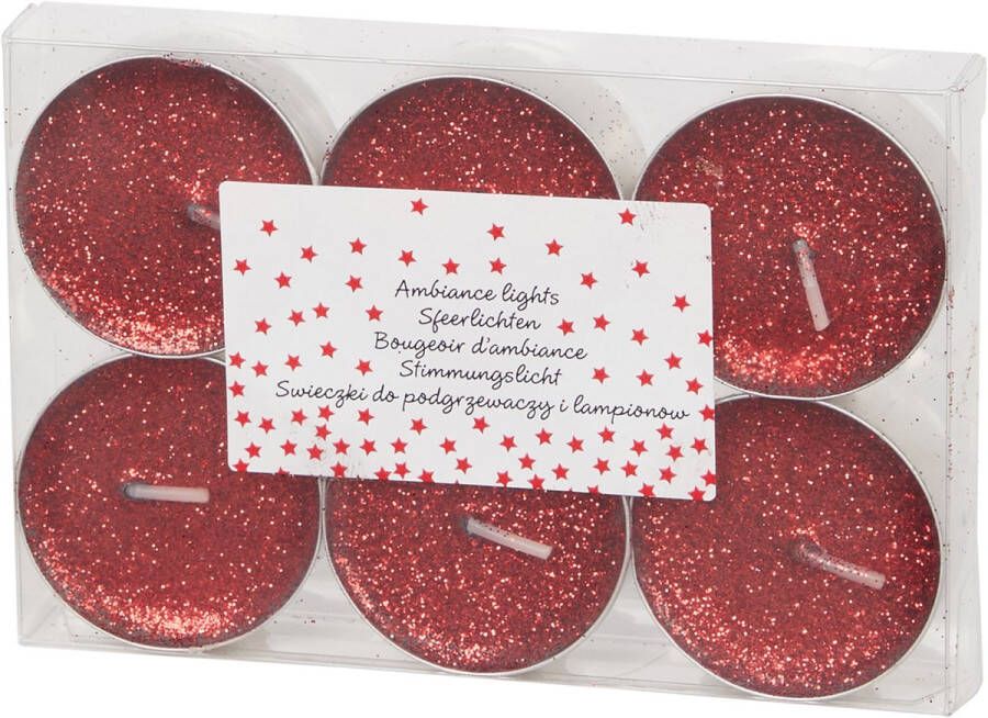 EventMusthaves Glitter theelichten waxinelichtjes rood sparkles kerst sinterklaas valentijn