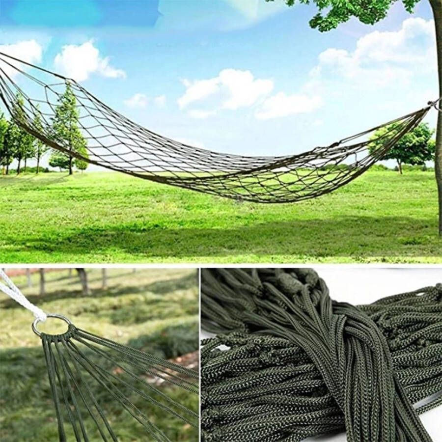 Ever Home Hangmat Groen 250x100cm Swing hangmat Camping Survival Inclusief opbergzakje