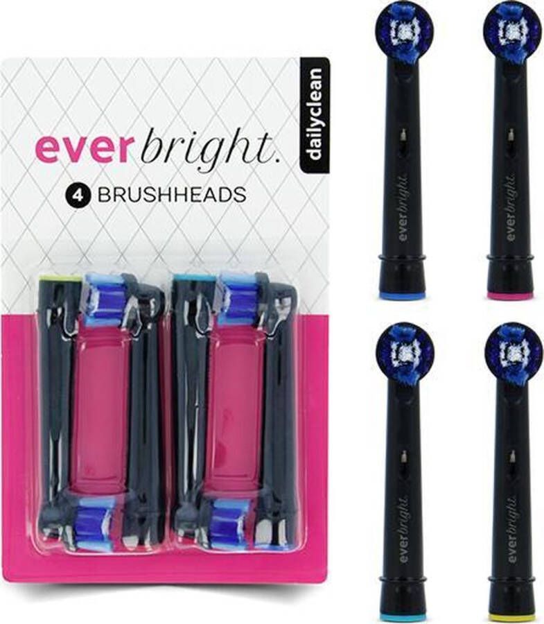 Everbright. Oral-B geschikte opzetborstels Everbright DailyClean Zwart opzetborstels 4 stuks Geschikt voor Oral-B tandenborstels Black --- Limited Edition