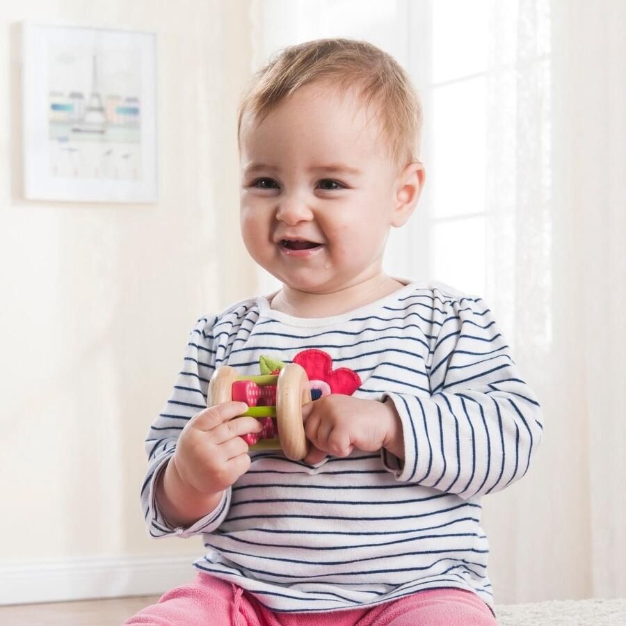 EverEarth Bloem Rammelaar Houten baby speelgoed Cognitieve ontwikkeling Fijne motoriek Kleurwaarneming