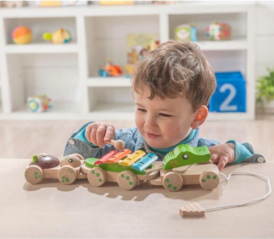 EverEarth Pull-Along Musical Crocodile Tortoise Xylofoon Houten Speelgoed Muzikaal Educatief FSC Gecertificeerd