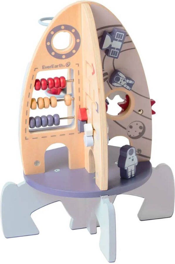 EverEarth Houten speelgoed Raket activiteitencentrum Peuter Speelgoed Kinder Speelgoed Educatief Speelgoed Blokkendoos Vormenstoof Kralenspiraal
