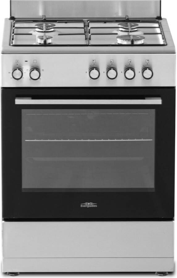 Everglades EVCK6011 Gasfornuis RVS 60CM 62 Liter 5 Jaar Garantie