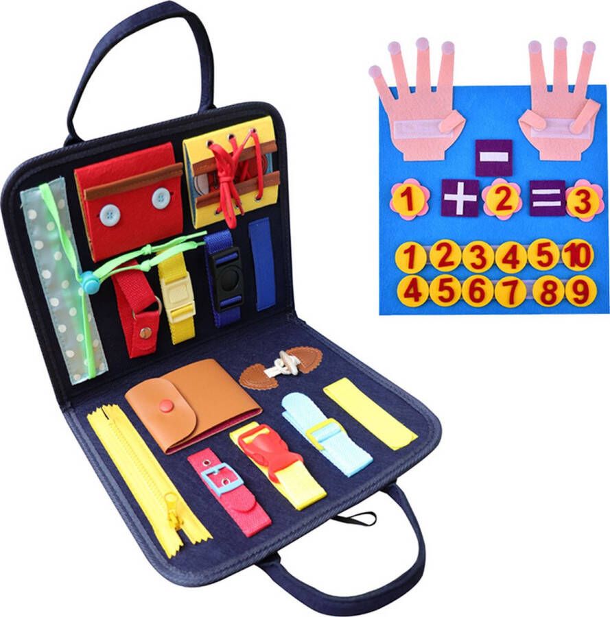 Evergoods Montessori Speelgoed Busy Board Montessori Sensorisch Speelgoed Inclusief Telraam Leren Tellen Rekenen Educatief Speelgoed Activiteitenbord Kinderspeelgoed Blauw