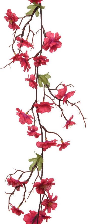 Everlands Kunstbloem bloesem takken slinger fuchsia roze 187 cm