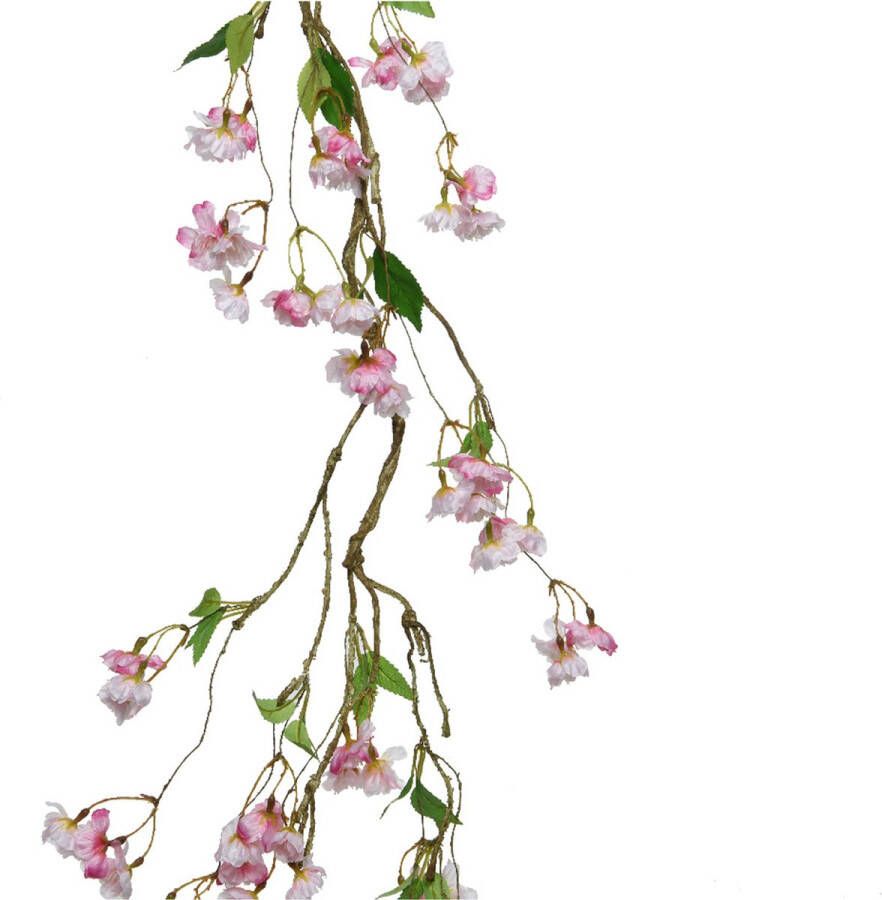Everlands Kunstbloem bloesem takken slinger lichtroze 130 cm