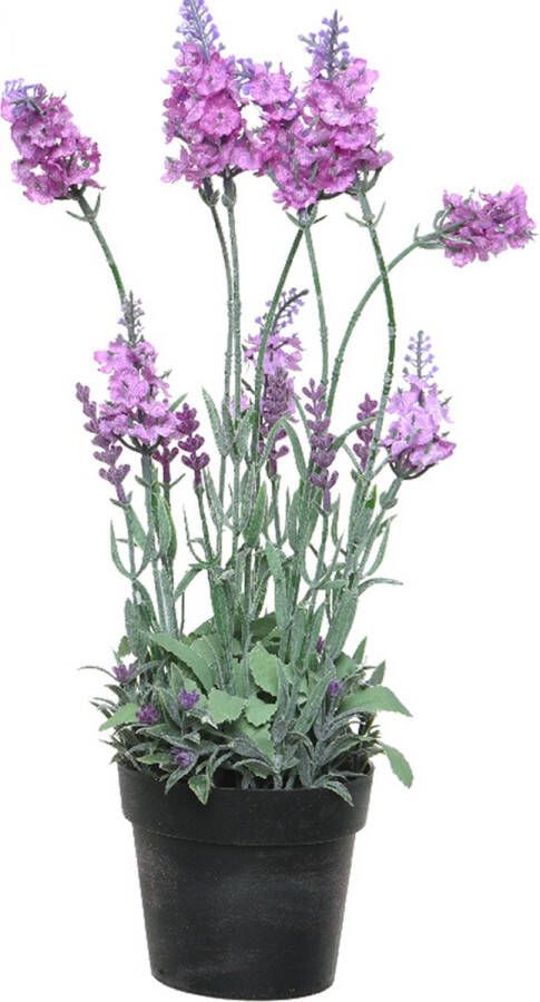 Everlands Lavendel kunstplant in pot roze paars D18 x H38 cm Kunstplanten