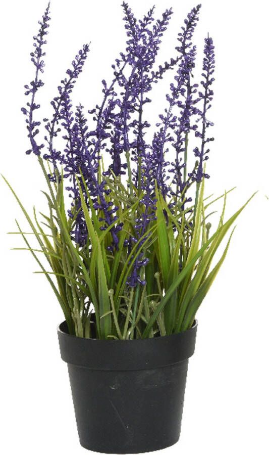 Everlands Lavendel kunstplant in pot violet paars D15 x H30 cm Kunstplanten