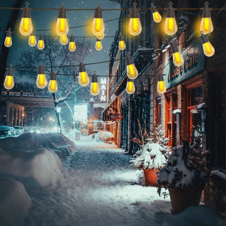EverNeeds Lichtsnoer Buiten Vlamverlichting Lichtslinger 15 LED 10.44 Meter Sfeerverlichting Buiten en Binnen Kerstverlichting Tuinverlichting Lampjes Slinger 1800K