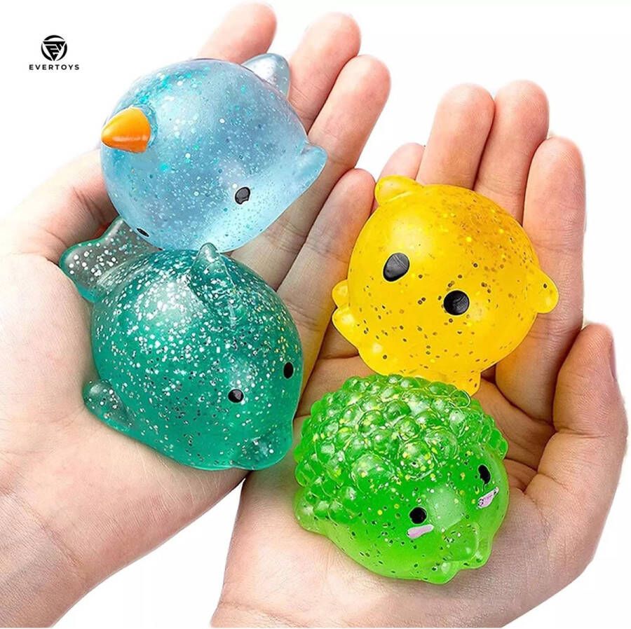 EverToys Mochi Squishy 7x stuks 5cm Fidget Toys Stressballen kinderen Squishies Meisjes Squishy Dieren Seven