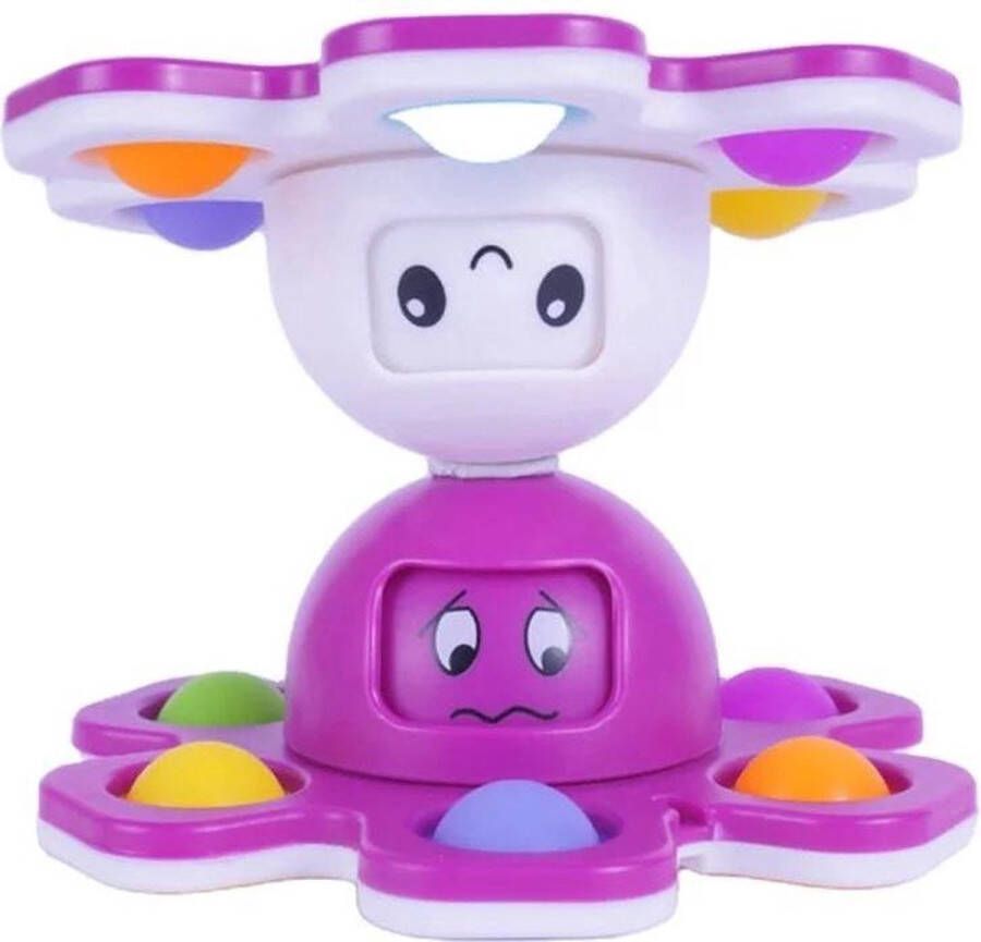 EverToys Pop it Octopus 2x stuks Sleutelhanger Fidget Toys Mood Reversible Pluche Paars Wit