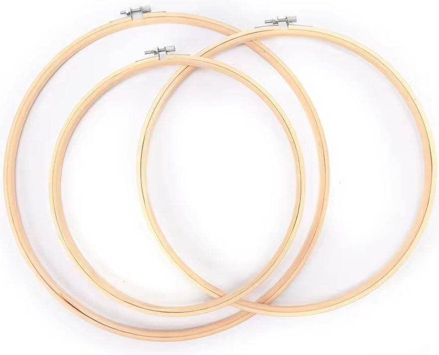 EveryCraft Borduurring Borduurringen Set 3 Stuks Bamboe Look Rond Kunststof Maten Duurzaam & Stevig Ideaal voor Borduurwerk Borduurset