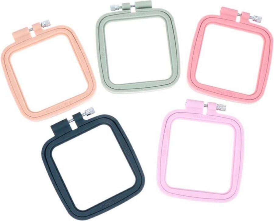 EveryCraft Borduurringen Kleurrijke Borduurringen Set 5 Stuks Borduurring kunststof Unieke kleine maat (4 5 cm) Duurzaam & Stevig Ideaal voor Borduren en Punch Needlen