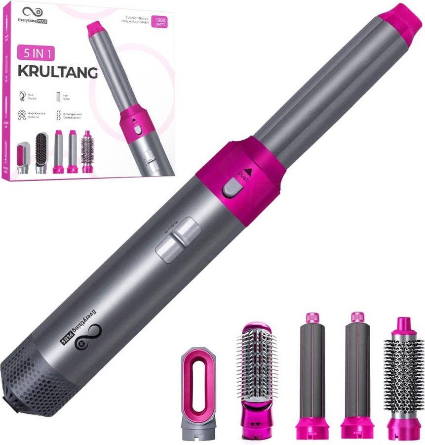 EverythingPlus 5 in 1 Krultang Inclusief Beschermhandschoen Multistyler Haarstyler Airstyler Roze