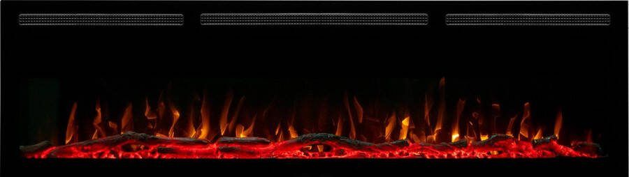 EVIQ Elektrische kachel Sfeerhaard 60 inch Opbouwsfeerhaard Elektrische haard met verwarming Wandhaard 5 vlam effecten 152 x 44 x 15 cm