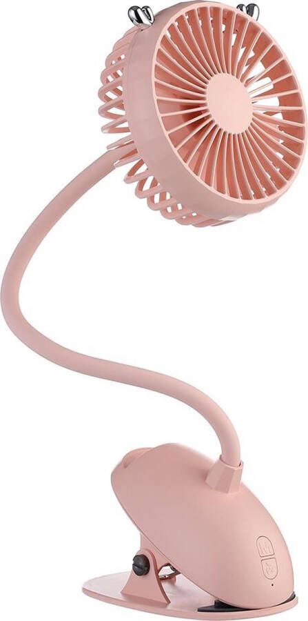 Evolize Mini Ventilator Portable Clip Fan Oplaadbare USB Ventilator voor Kinderwagen en Bureau en Babykamer Roze