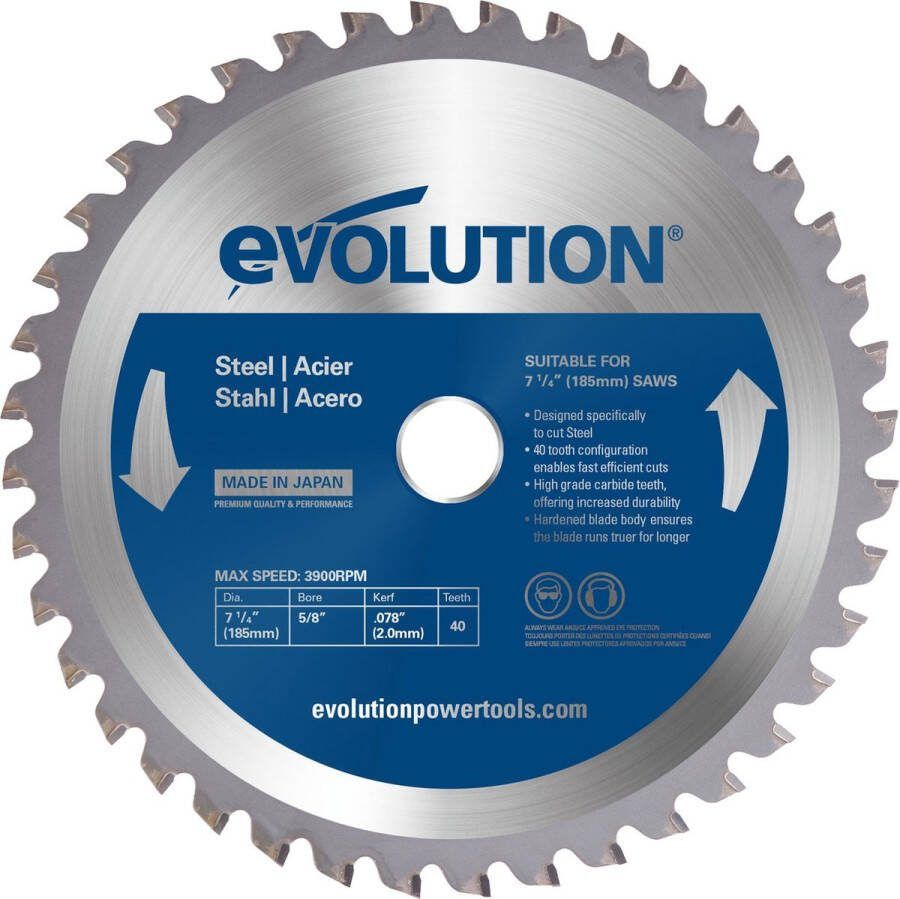 Evolution EVO 185mm zaagblad voor ijzer 185 X 20.0 X 2.0 MM 40 T