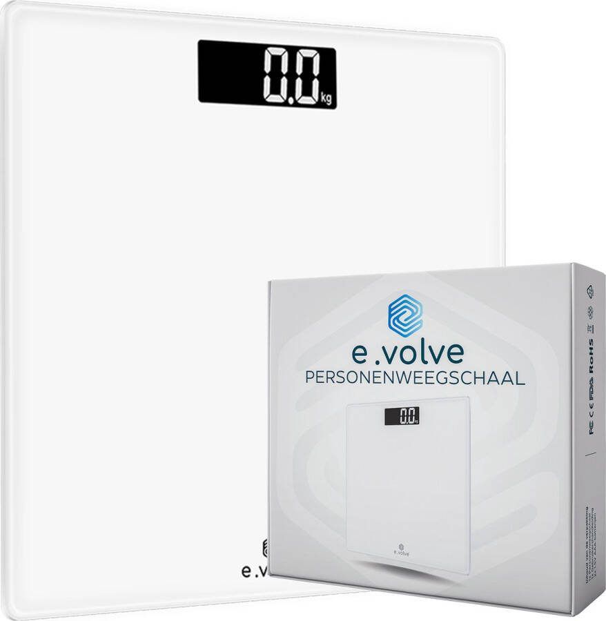E.volve Personenweegschaal Digitaal Wit Precisie Weegschaal Digitale Weegschaal Incl. Batterijen Precisieweegschaal Weegschalen