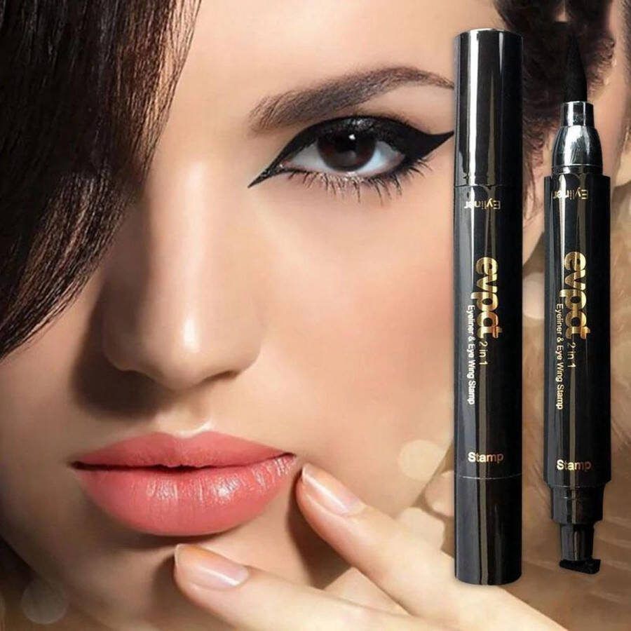 Evpct Eyeliner oogpotlood zwart-2 In1 -Eyeliner potlood zwart waterproof-Sneldrogende Eyeliner Make-Up-Smoke eyes