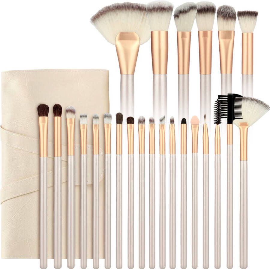 Evvie Professionele Make-up Kwastenset 24 delig Beige-Goud