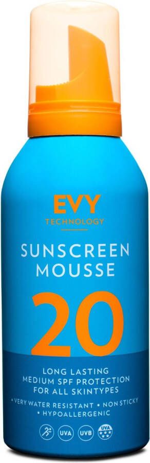 EVY Technology EVY Zonnebrand Mousse SPF 20 150 ml Beschermend en Hydraterend Dermatalogisch aanbevolen Zweet en water bestendig