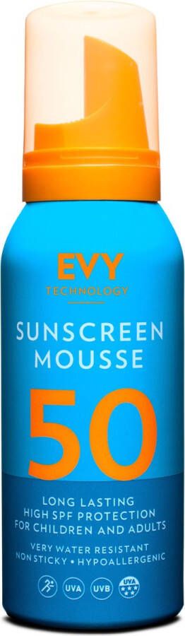 EVY Technology EVY Zonnebrand Mousse SPF 50 100 ml Beschermend en Hydraterend Dermatalogisch aanbevolen Zweet en water bestendig