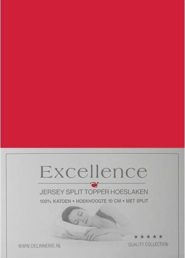 Excellence Jersey Split Topper Hoeslaken Litsjumeaux 180x200 210 cm Red