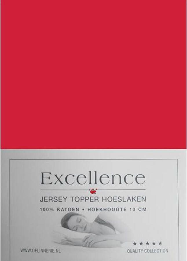 Excellence Jersey Topper Hoeslaken Eenpersoons 90 100x210 220 cm Red