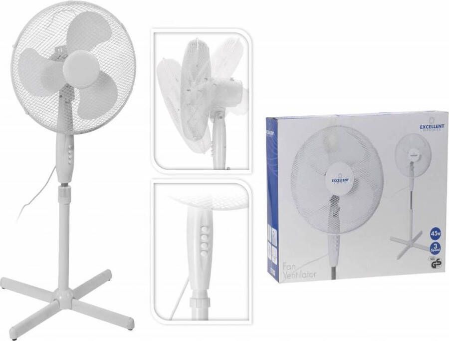 Excellent Electrics Staande ventilator Statiefventilator 40cm Wit 45W