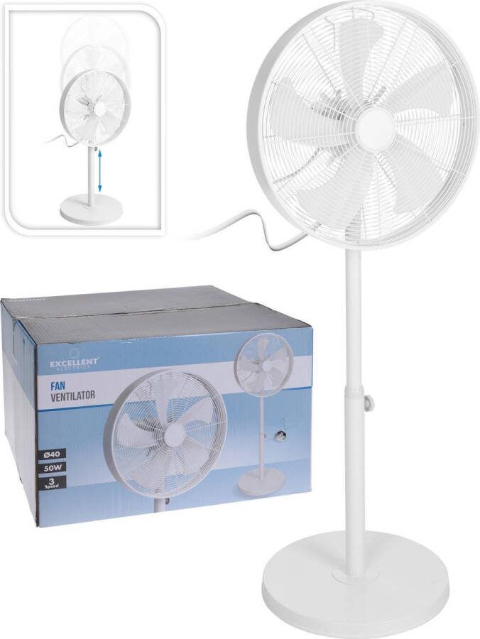 Excellent Electrics Ventilator staand 50 W 40 cm wit