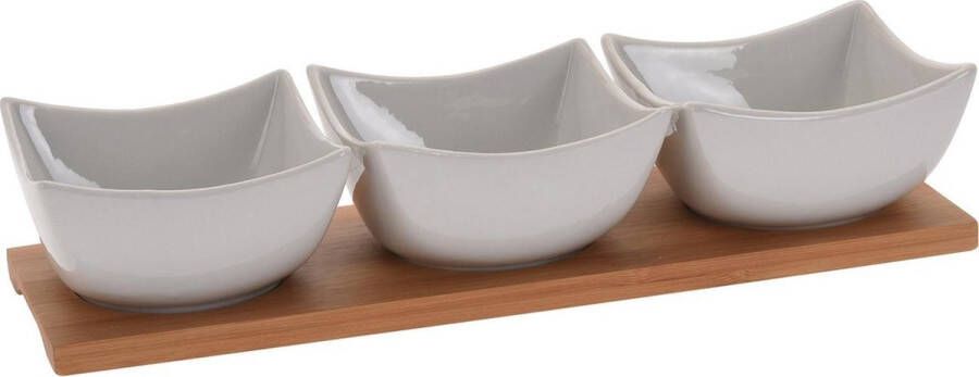 Excellent Houseware 3 Serveerschaaltjes op plankje OP = OP