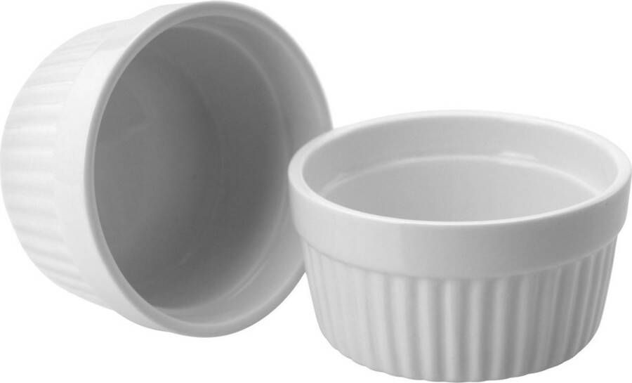 Excellent Houseware 6x Creme brulee schaaltjes bakjes wit 9 cm van porselein Tapas schaaltjes