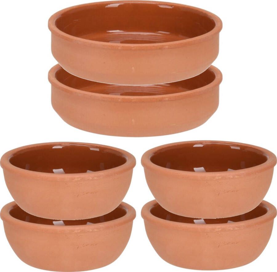 Excellent Houseware 12x stuks Tapas schaaltjes set 150 ml en 450 ml terracotta stenen bakjes voedsel hapjes serveren