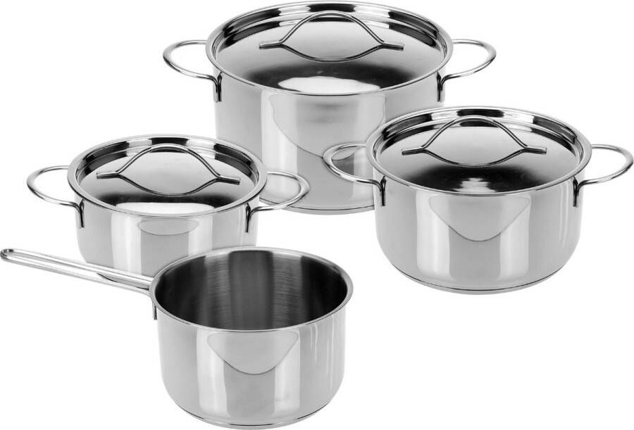 Excellent Houseware Pannenset 4-delig rvs geschikt voor alle warmtebronnen Pannensets