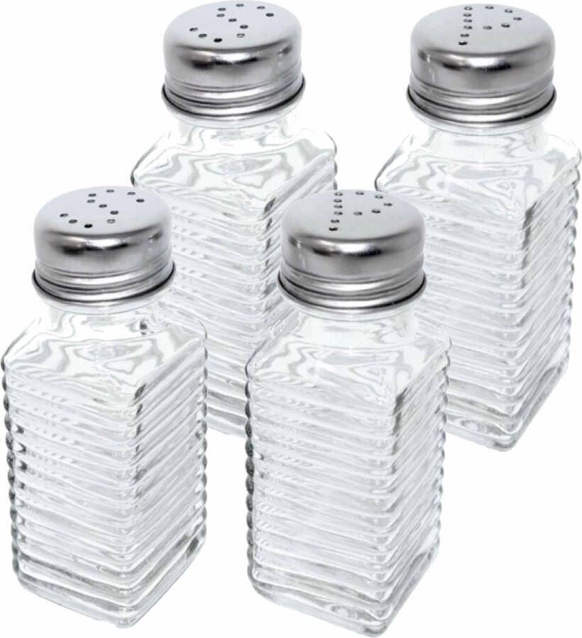 Excellent Houseware 8x stuks Peper en zout setjes glas 4 x 9 cm