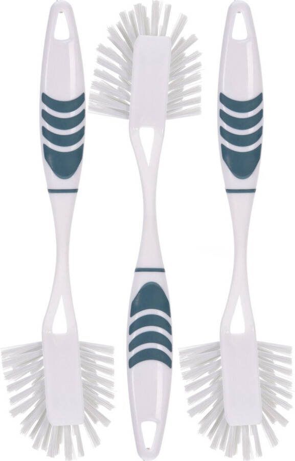 Excellent Houseware Afwasborstel met ophang lus 3x stuks blauw 29 cm