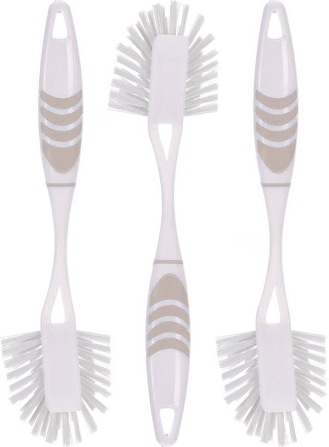 Excellent Houseware Afwasborstel met ophang lus 3x stuks grijs 29 cm
