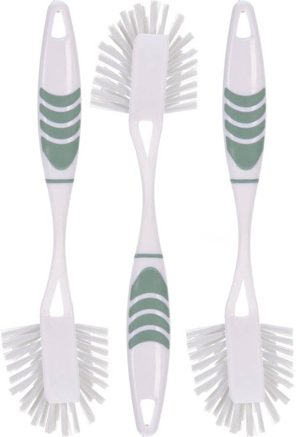 Excellent Houseware Afwasborstel met ophang lus 3x stuks groen 29 cm