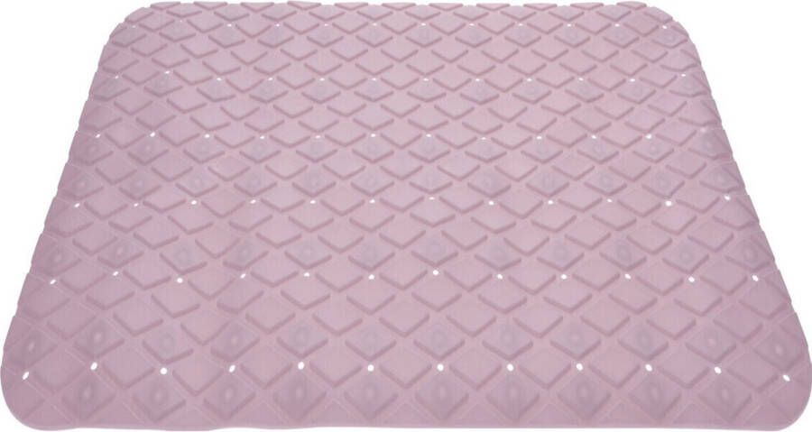 Merkloos Sans marque Anti-slip badmat licht roze 55 x 55 cm vierkant Badkuip mat Grip mat voor in douche of bad