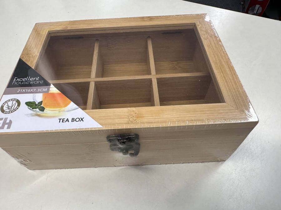 Excellent Houseware Bamboe Theekist 21X16X7.8 Cm