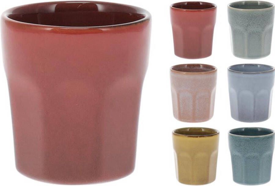 Excellent Houseware Beker aardewerk 200ml Ø7 4xh8 1cm. Assorti
