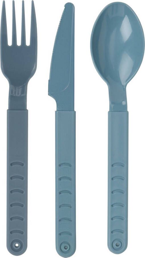 Excellent Houseware Bestek set 30x stuks messen vorken lepels blauw kunststof 18 cm