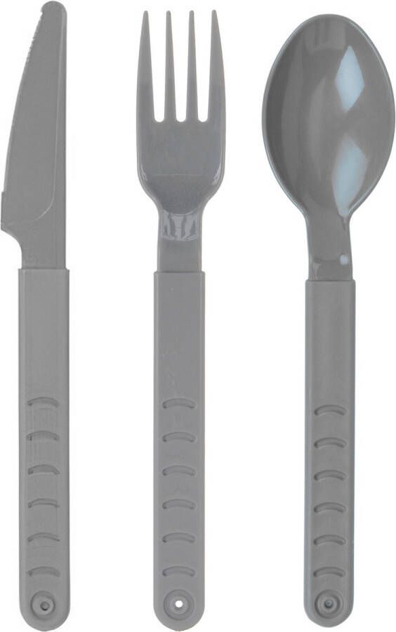 Excellent Houseware Bestek set 30x stuks messen vorken lepels grijs kunststof 18 cm