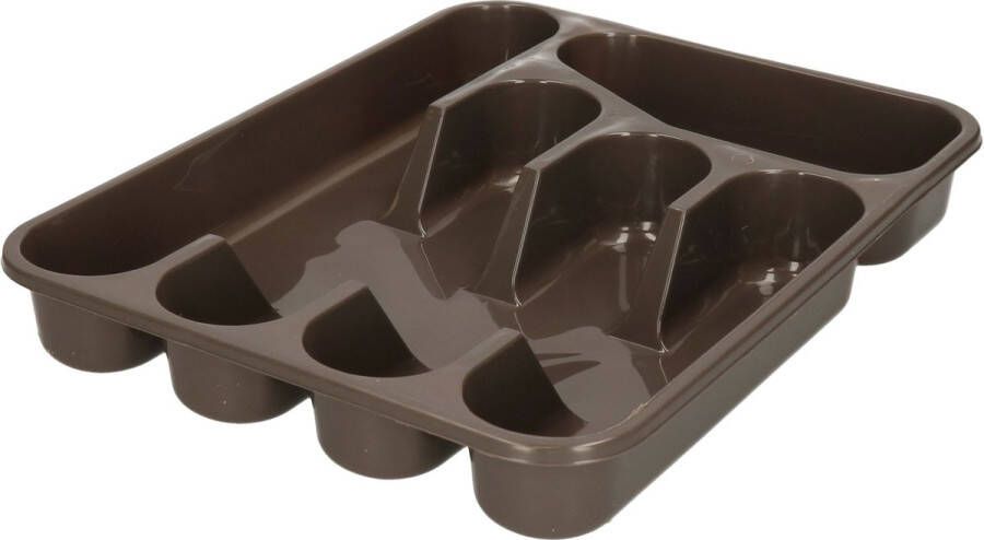 Excellent Houseware Bestekbak keuken Organizer 5-Vaks Bruingrijs 33 5 x 26 5 x 3 5 cm Bestekbakken